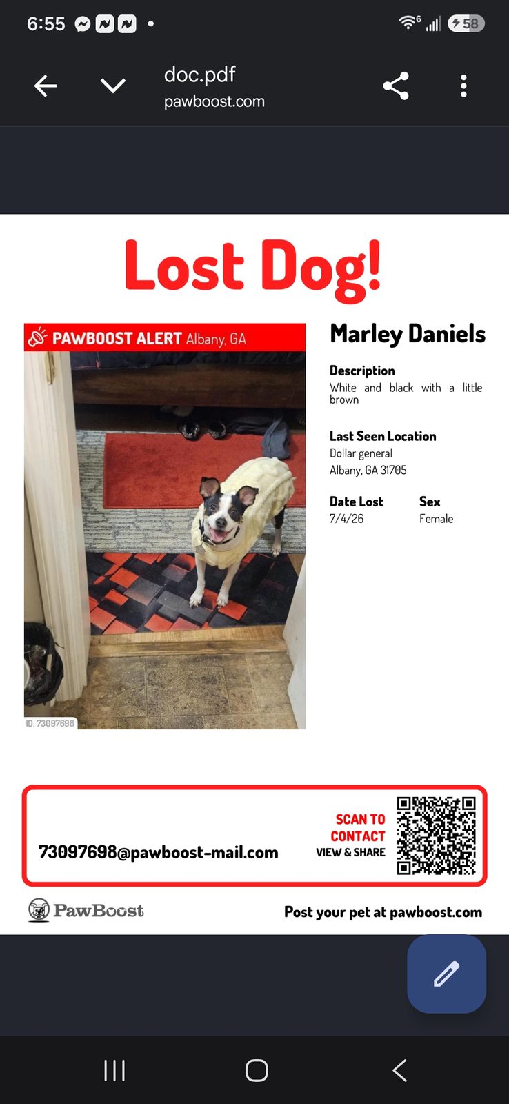 Lost Dog in Albany, Georgia — She's missing!!