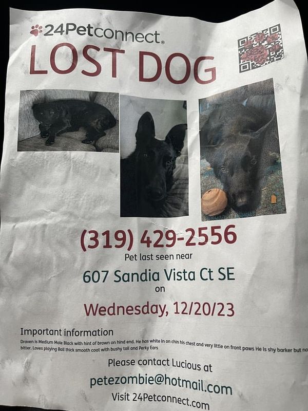 Found Dog in K — This nice man handed us this flyer his two dogs got out and one was found near Rust Medical Center but still…