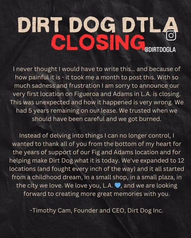 Found Dog in Los Angeles, California — Dirt Dog DTLA Closing