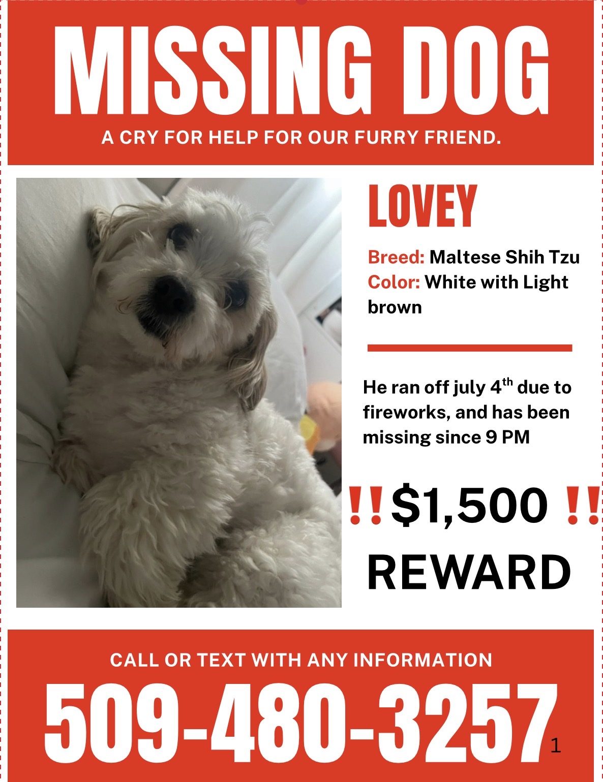 Lost Dog in Yakima, Washington — listing photo